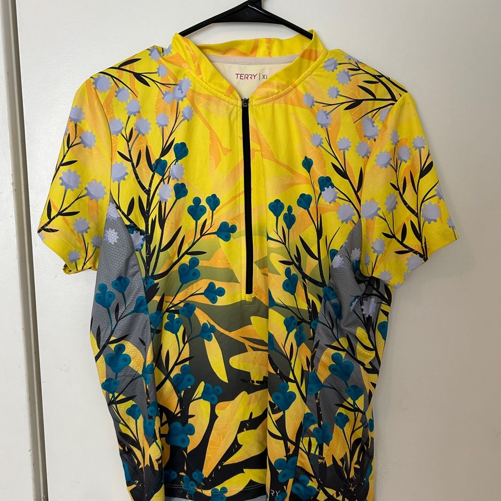 Terry Yellow Floral Cycling Jersey